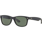 New Wayfarer Classic RB2132, Black Rubber/Green Glass Lenses 58 Eye Size