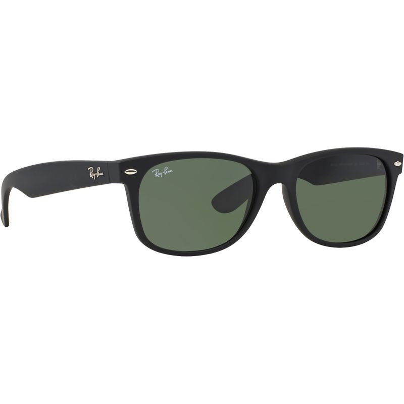 New Wayfarer Classic RB2132, Black Rubber/Green Glass Lenses 58 Eye Size