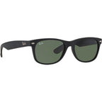 New Wayfarer Classic RB2132, Black Rubber/Green Glass Lenses 58 Eye Size