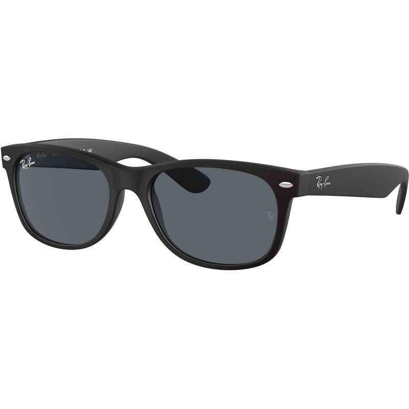 New Wayfarer Classic RB2132, Black Rubber/Blue Glass Lenses 55 Eye Size