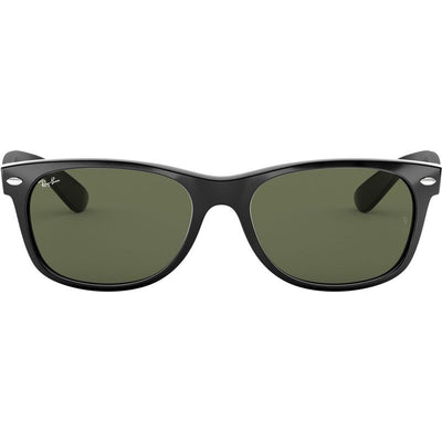 New Wayfarer Classic RB2132, Black/Green Glass Lenses 52 Eye Size