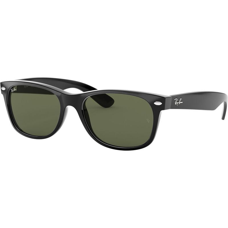 New Wayfarer Classic RB2132, Black/Green Glass Lenses 58 Eye Size