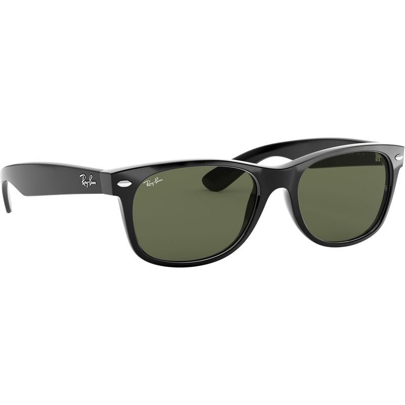 New Wayfarer Classic RB2132, Black/Green Glass Lenses 52 Eye Size