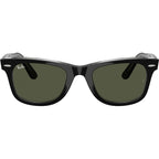 Original Wayfarer RB2140, Black on Transparent/Green Glass Lenses 50 Eye Size