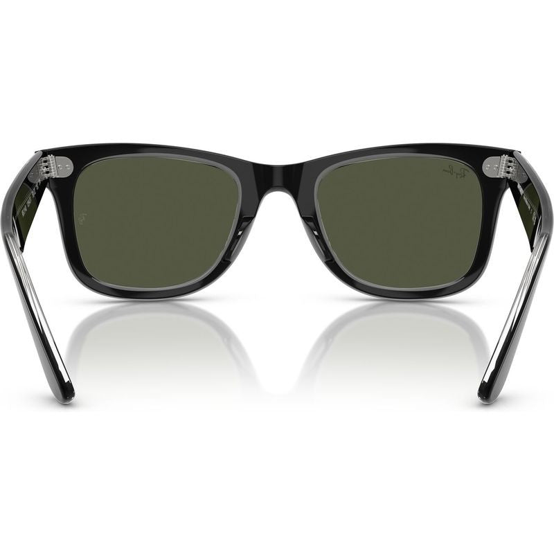 Original Wayfarer RB2140, Black on Transparent/Green Glass Lenses 50 Eye Size