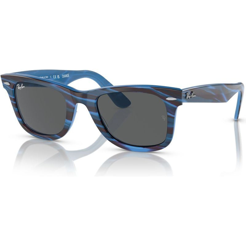 Original Wayfarer RB2140, Photochromic Striped Blue/Dark Grey Glass Lenses 50 Eye Size