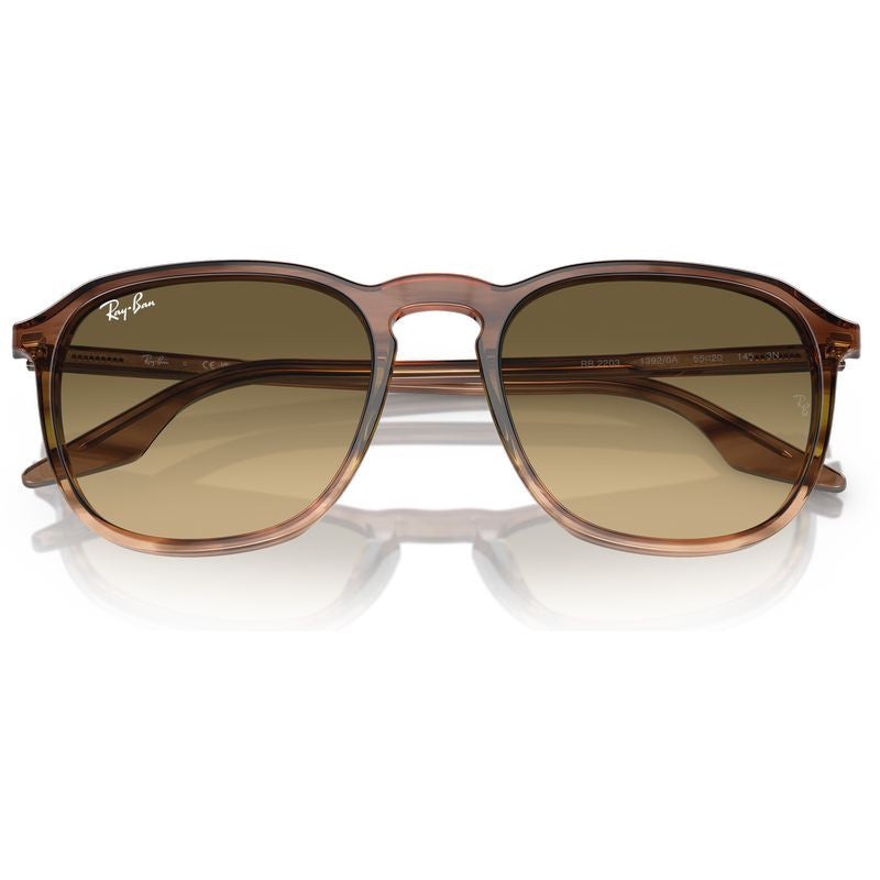 RB2203, Striped Brown and Green/Vintage Brown Glass Lenses 52 Eye Size