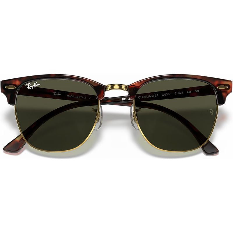 Clubmaster Classic RB3016, Mock Tort Arista/Green Glass Lenses 51 Eye Size