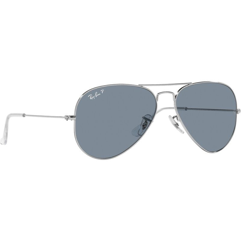 Aviator Classic RB3025, Silver/Blue Glass Polarised Lenses 58 Eye Size