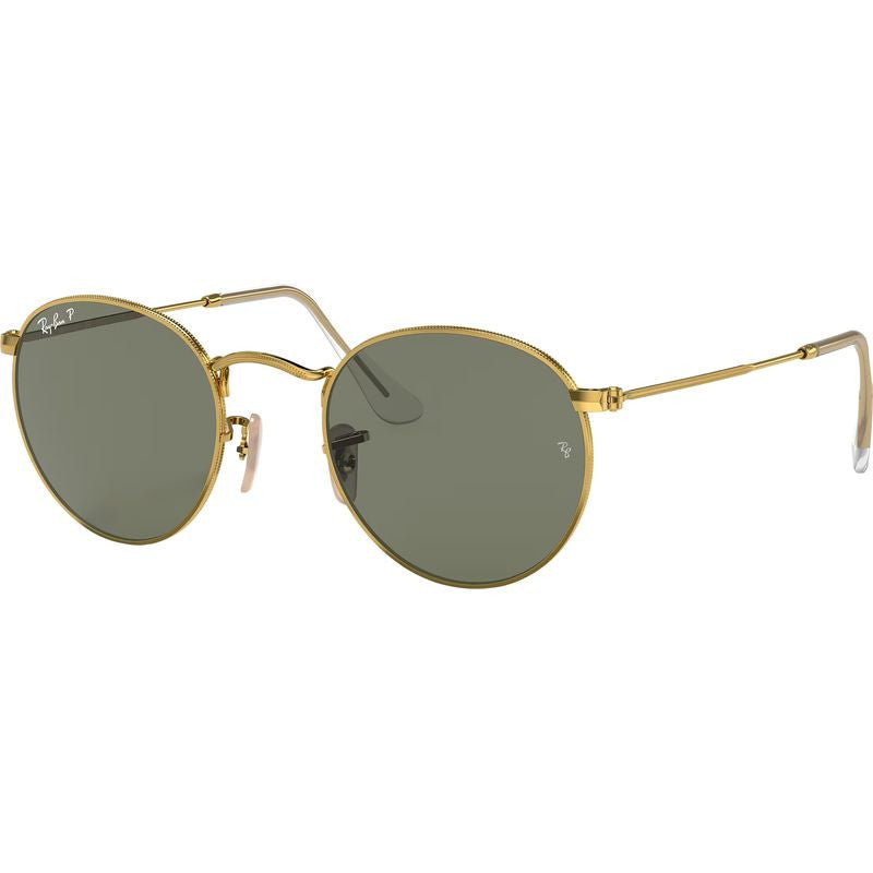 Round Metal RB3447, Gold/Green Polarised Glass Lenses 50 Eye Size