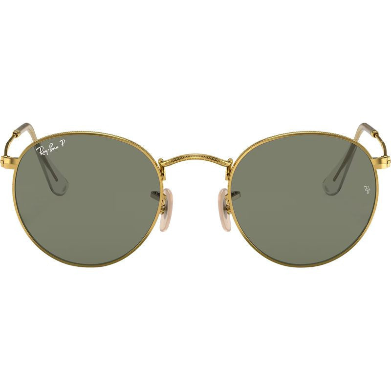 Round Metal RB3447, Gold/Green Polarised Glass Lenses 50 Eye Size