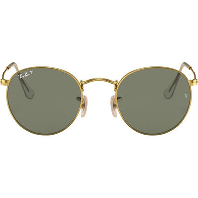 Round Metal RB3447, Gold/Green Polarised Glass Lenses 50 Eye Size