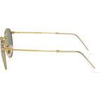 Round Metal RB3447, Gold/Green Polarised Glass Lenses 50 Eye Size