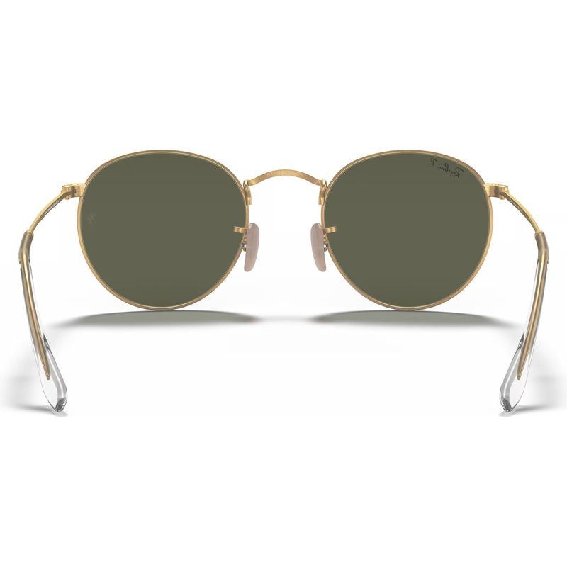 Round Metal RB3447, Matte Gold/Green Polarised Glass Lenses 50 Eye Size