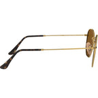 Hexagonal Flat RB3548N, Gold/Brown Polarised Glass Lenses 54 Eye Size