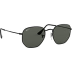 Hexagonal Flat RB3548N, Black/Green Polarised Glass Lenses 51 Eye Size