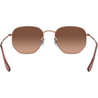 Hexagonal Flat RB3548N, Copper/Brown Gradient Glass Lenses 51 Eye Size