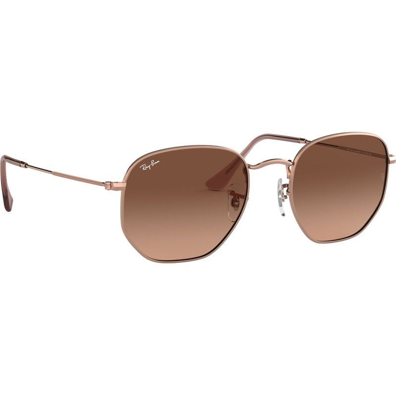 Hexagonal Flat RB3548N, Copper/Brown Gradient Glass Lenses 51 Eye Size
