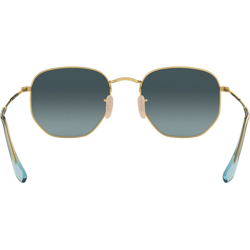 Hexagonal Flat RB3548N, Gold/Blue Gradient Glass Lenses 51 Eye Size