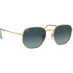 Hexagonal Flat RB3548N, Gold/Blue Gradient Glass Lenses 51 Eye Size