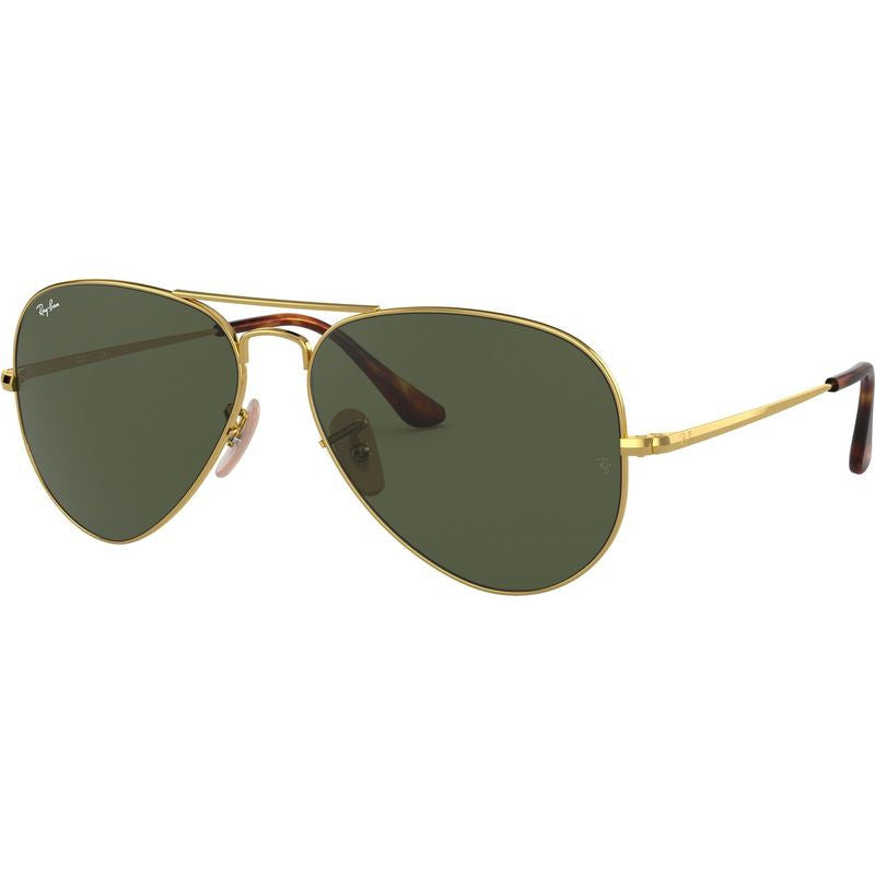 Aviator Metal II RB3689, Gold/Green Glass Lenses 58 Eye Size