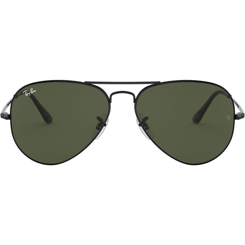 Aviator Metal II RB3689, Black/Green Glass Lenses 58 Eye Size