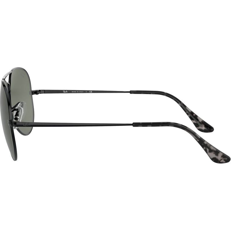 Aviator Metal II RB3689, Black/Green Glass Lenses 58 Eye Size