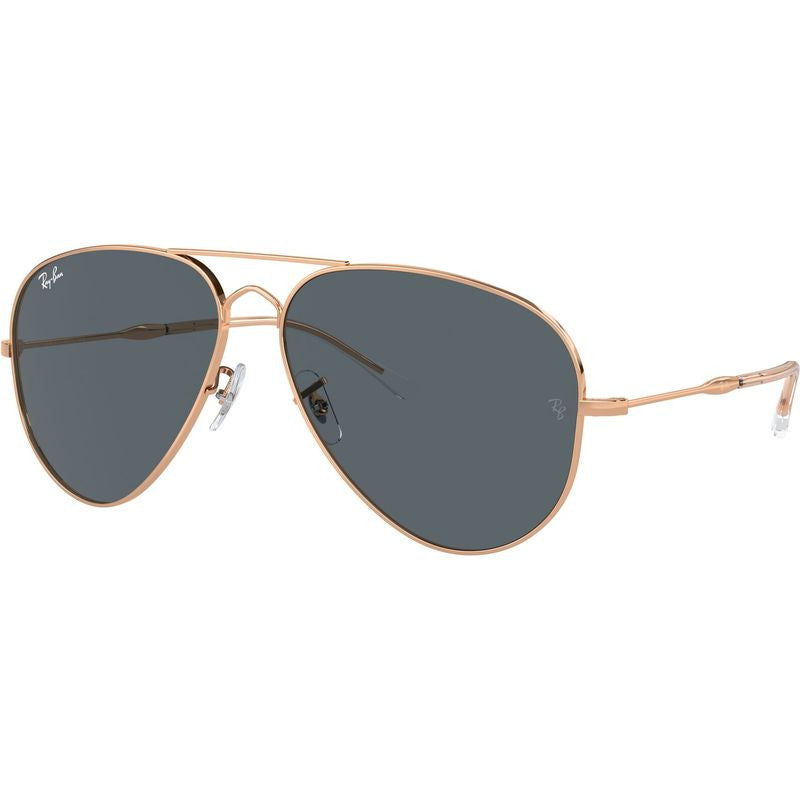 Old Aviator RB3825, Rose Gold/Blue Glass Lenses 58 Eye Size