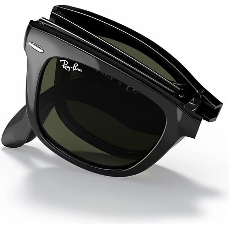 Wayfarer Folding RB4105, Black/Green Glass Lenses 50 Eye Size