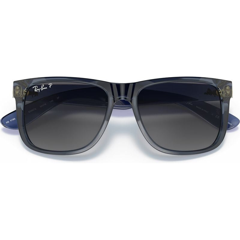 Justin Classic RB4165, Transparent Blue/Grey Gradient Polarised Lenses 55 Eye Size