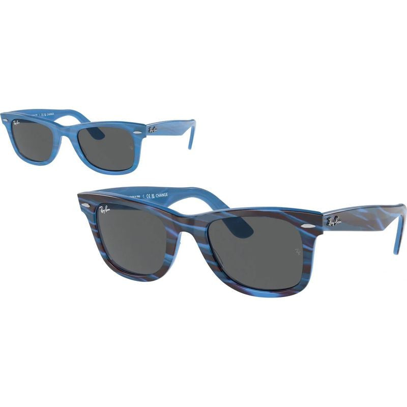 Original Wayfarer RB2140, Photochromic Striped Blue/Dark Grey Glass Lenses 50 Eye Size
