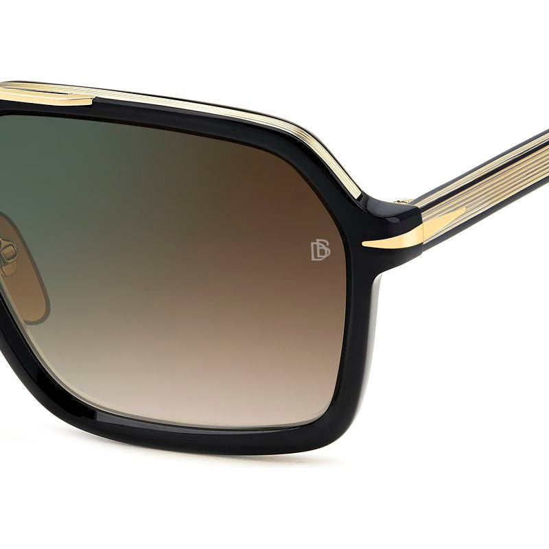 DB 7128/S, Black Gold/Brown Green Gradient Lenses