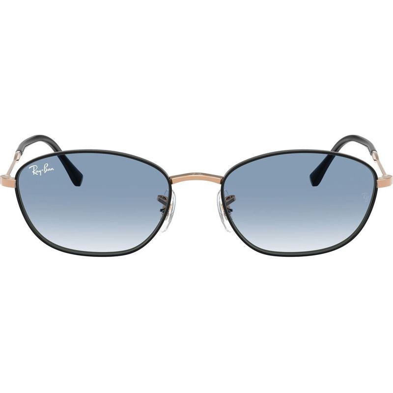 RB3749, Black on Rose Gold/Blue Clear Gradient Glass Lenses 55 Eye Size