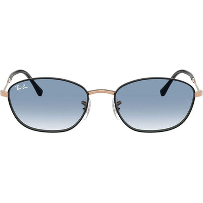 RB3749, Black on Rose Gold/Blue Clear Gradient Glass Lenses 55 Eye Size