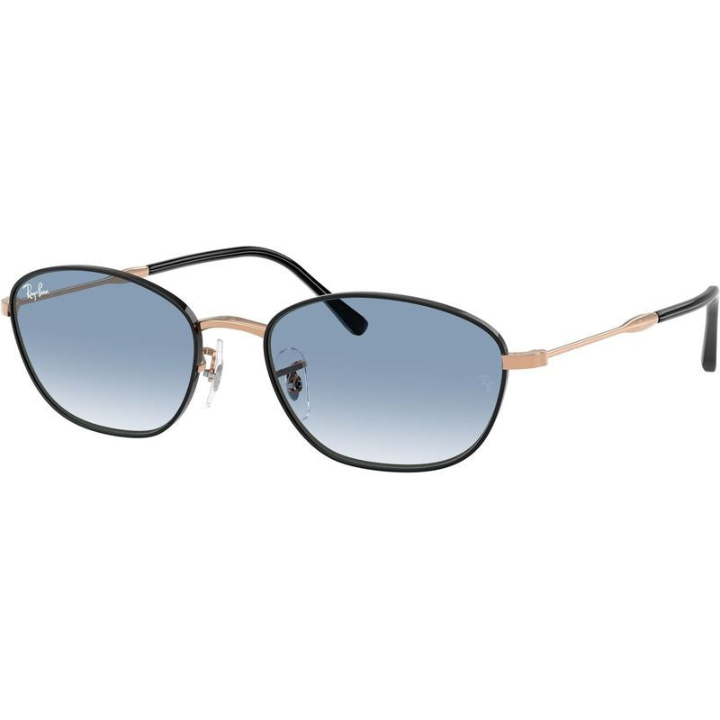 RB3749, Black on Rose Gold/Blue Clear Gradient Glass Lenses 55 Eye Size