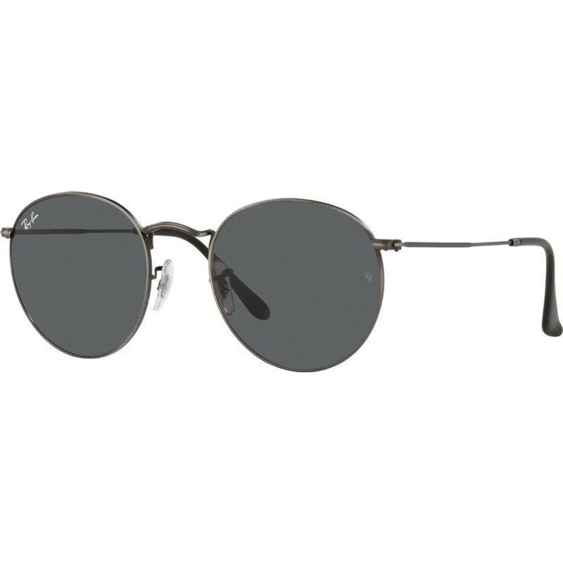 Round Metal RB3447, Antique Gunmetal/Dark Grey Glass Lenses 50 Eye Size