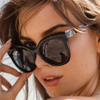 Luna, Shiny Black and Beige/Grey Polarised Lenses