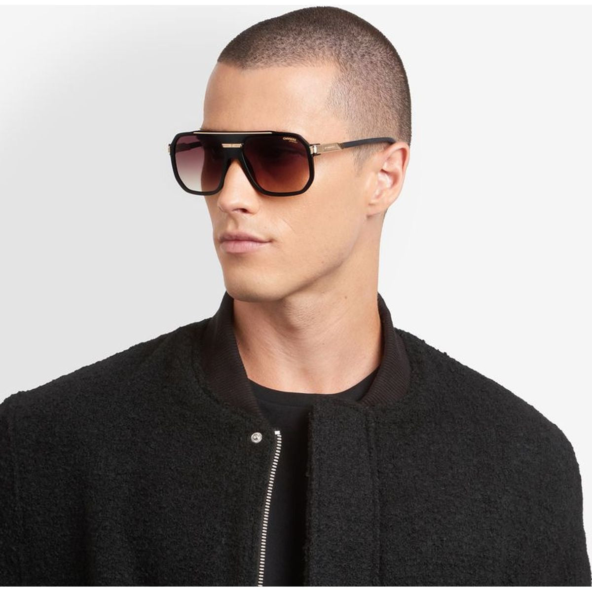 1077/S, Matte Black and Gold/Brown Gradient Lenses