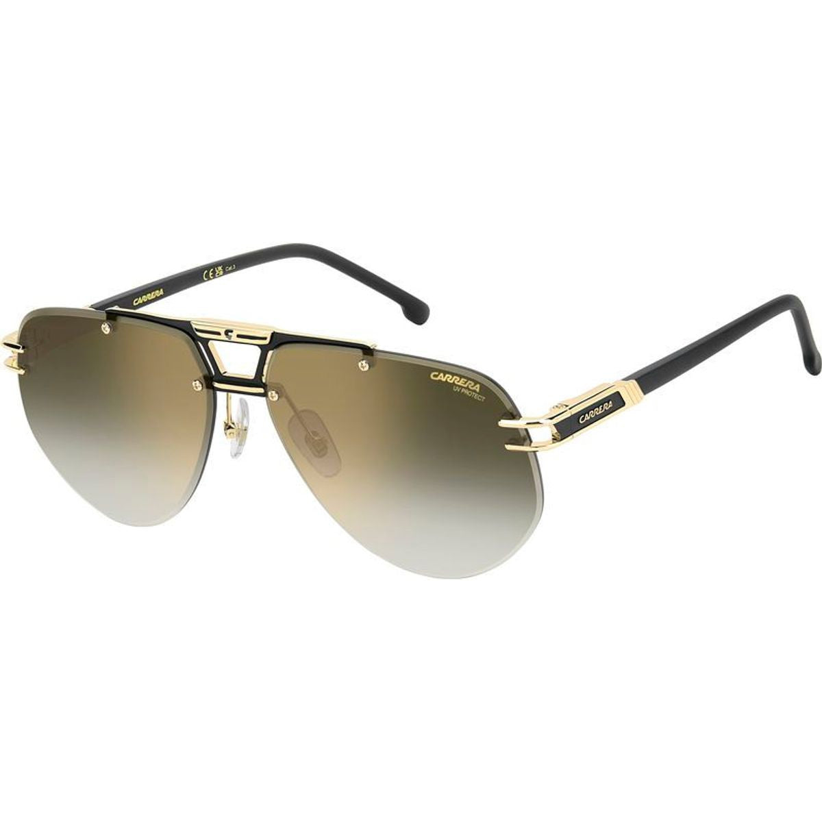 1087/S, Matte Black and Gold/Green Gradient Gold Mirror Lenses