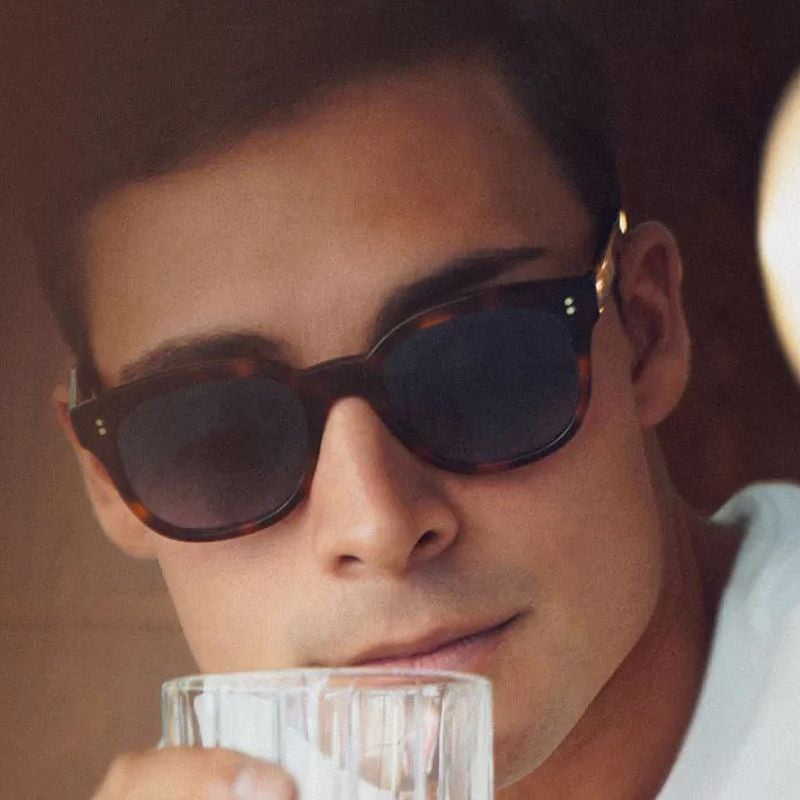 Maji, Spotted Havana/Blue Gradient Glass Lenses
