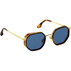 Zanzibar Metal Explorer, Gold and Spotted Havana/Blue Glass Lenses