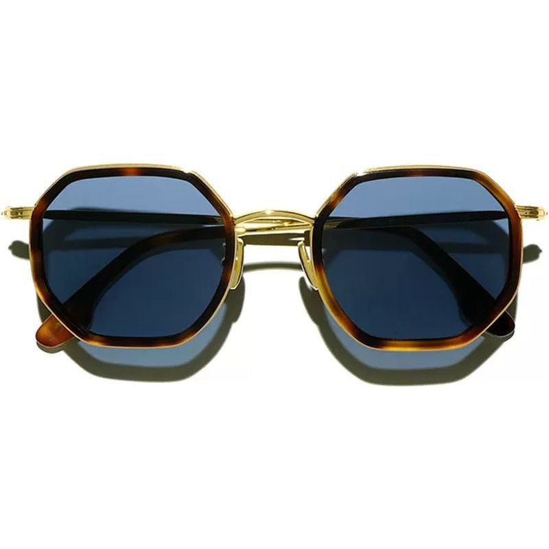 Zanzibar Metal Explorer, Gold and Spotted Havana/Blue Glass Lenses