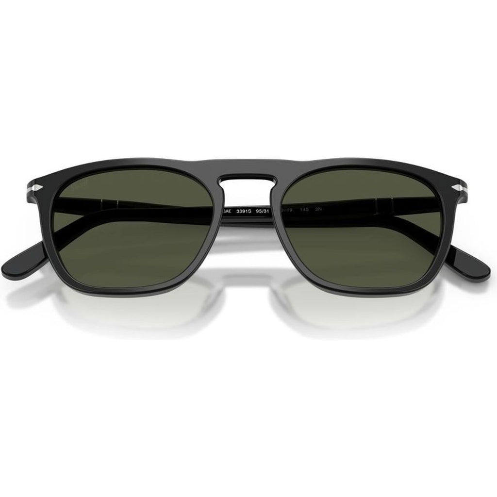 Gae PO3391S, Black/Green Glass Lenses 53 Eye Size