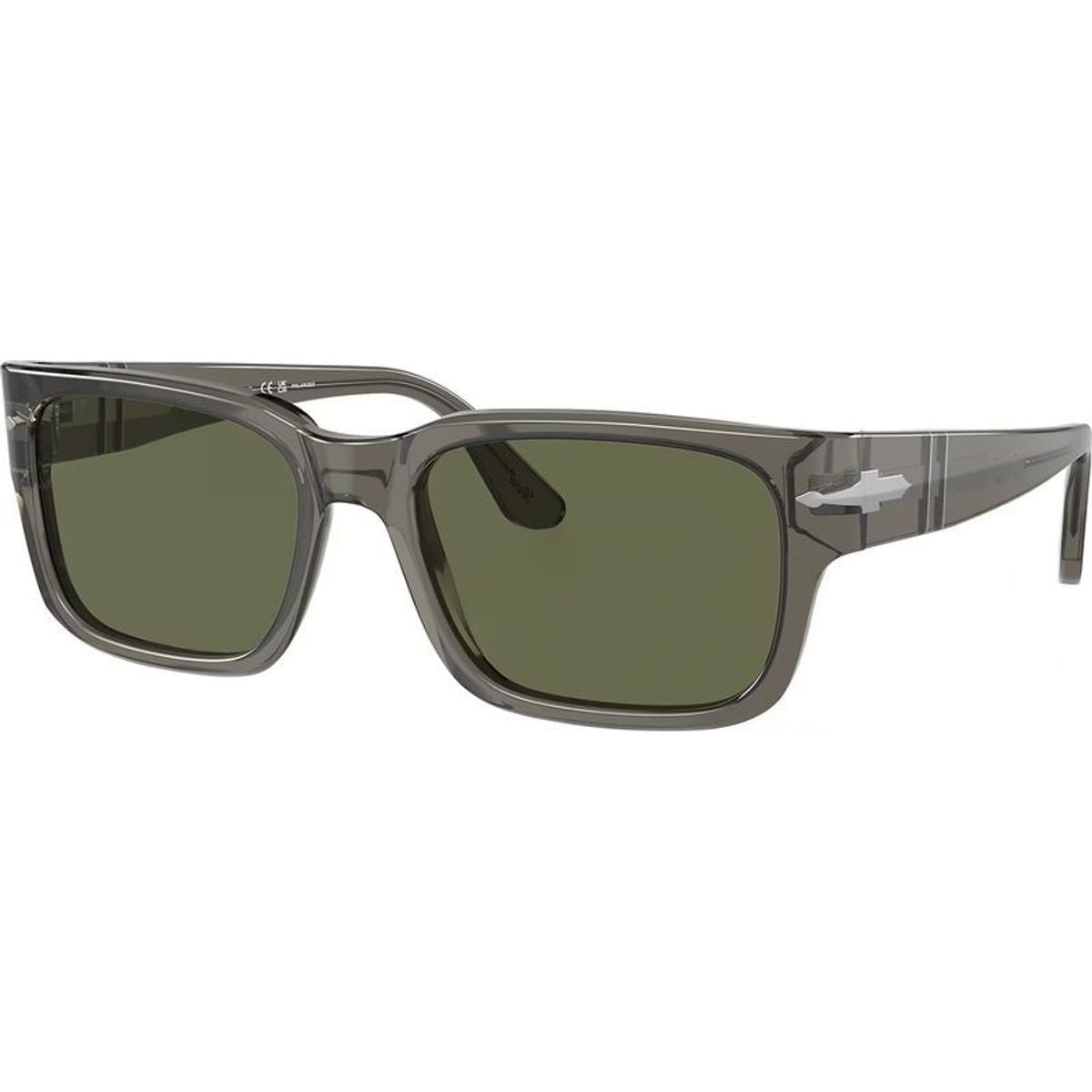 PO3315S, Transparent Taupe Grey/Green Polarised Glass Lenses 55 Eye Size