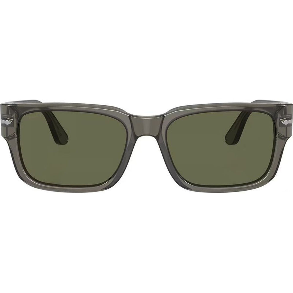 PO3315S, Transparent Taupe Grey/Green Polarised Glass Lenses 55 Eye Size