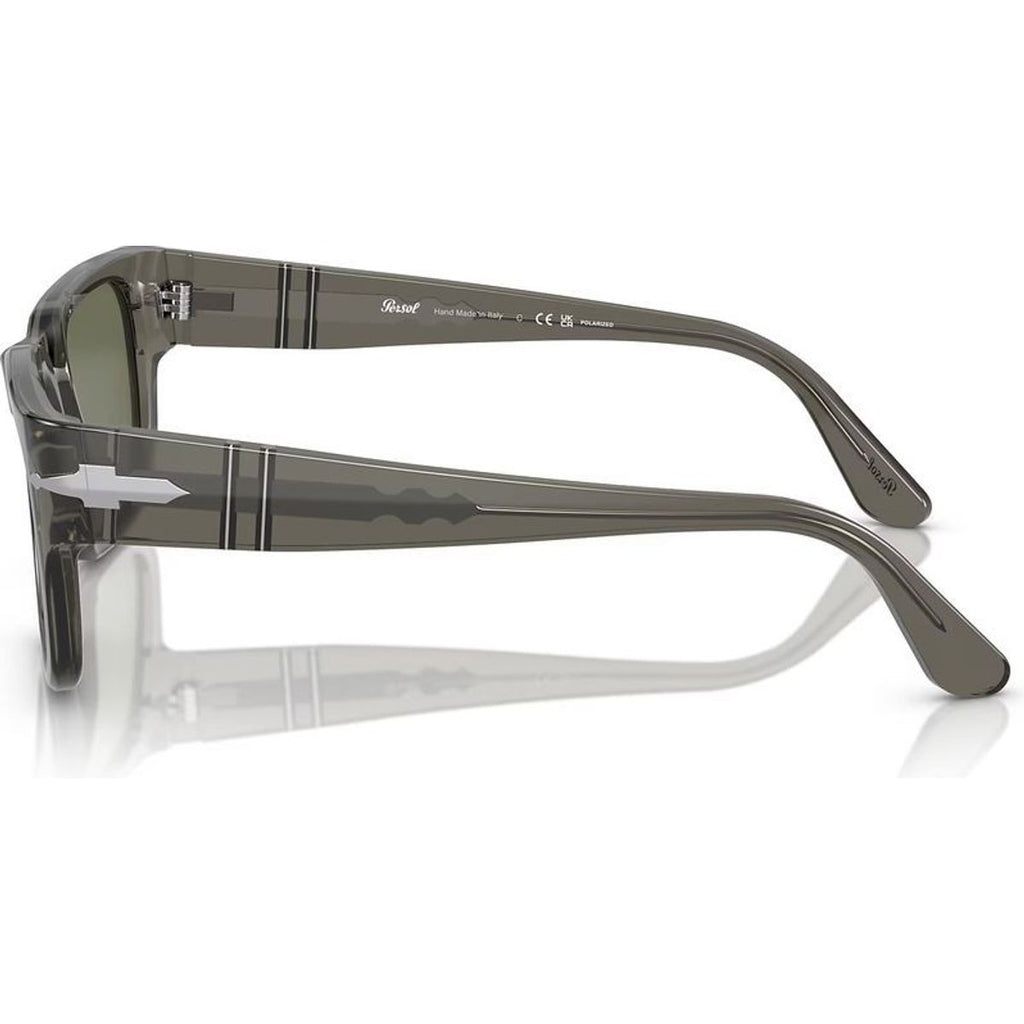 PO3315S, Transparent Taupe Grey/Green Polarised Glass Lenses 55 Eye Size