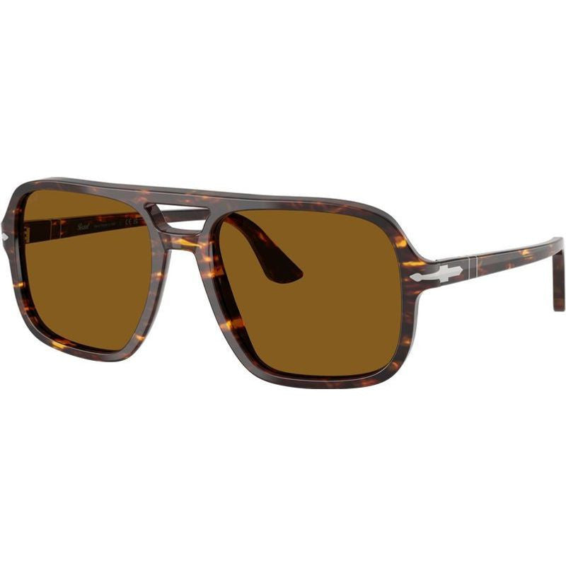 PO3328S, Brown and Bright Yellow/Brown Glass Lenses 58 Eye Size
