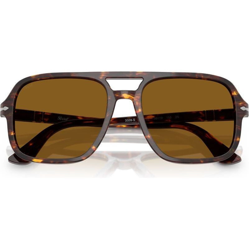 PO3328S, Brown and Bright Yellow/Brown Glass Lenses 58 Eye Size