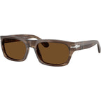 PO3398S, Striped Brown/Brown Polarised Glass Lenses 55 Eye Size