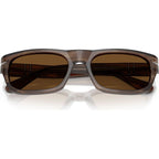 PO3398S, Striped Brown/Brown Polarised Glass Lenses 55 Eye Size